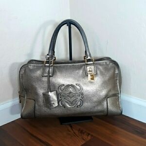 Loewe Amazona 35 Silver Handbag With Lock and Key
